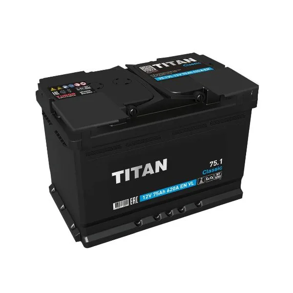 Аккумулятор TITAN Classic 75 Ач 620 А (EN), обратная полярность, LN3