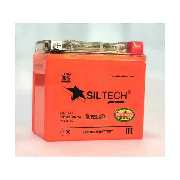 Аккумулятор SILTECH 5 Ач 80 А (EN), обратная полярность, YTX5L