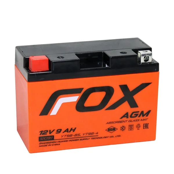 Аккумулятор FOX YTX9-BS 9 Ач, прямая полярность, 150x70x145