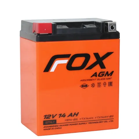 Аккумулятор FOX YB14-BS 14 Ач, прямая полярность, 132x89x165