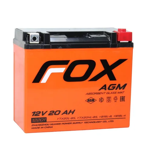 Аккумулятор FOX YTX20L-BS 20 Ач, обратная полярность, 175x175x190
