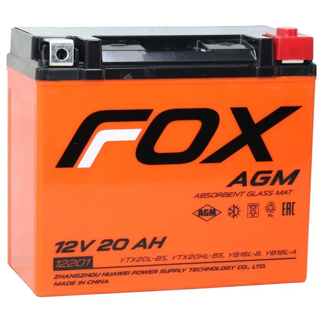 Аккумулятор FOX YTX20L-BS 20 Ач, обратная полярность, 175x175x190