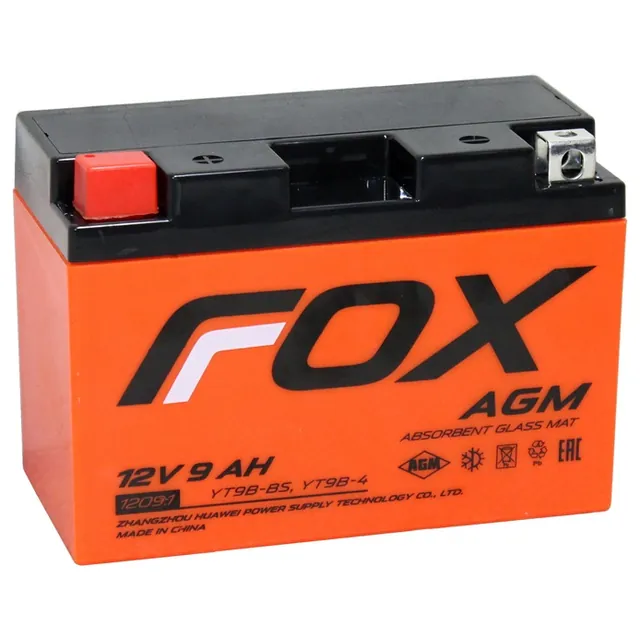 Аккумулятор FOX YTX9-BS 9 Ач, прямая полярность, 150x70x145